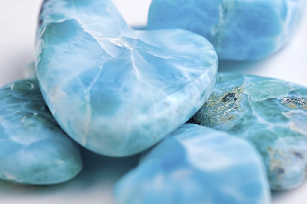 Larimar Carved Hearts