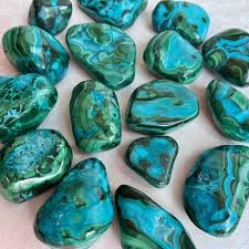 Chrysocolla with Malachite tumbled stones